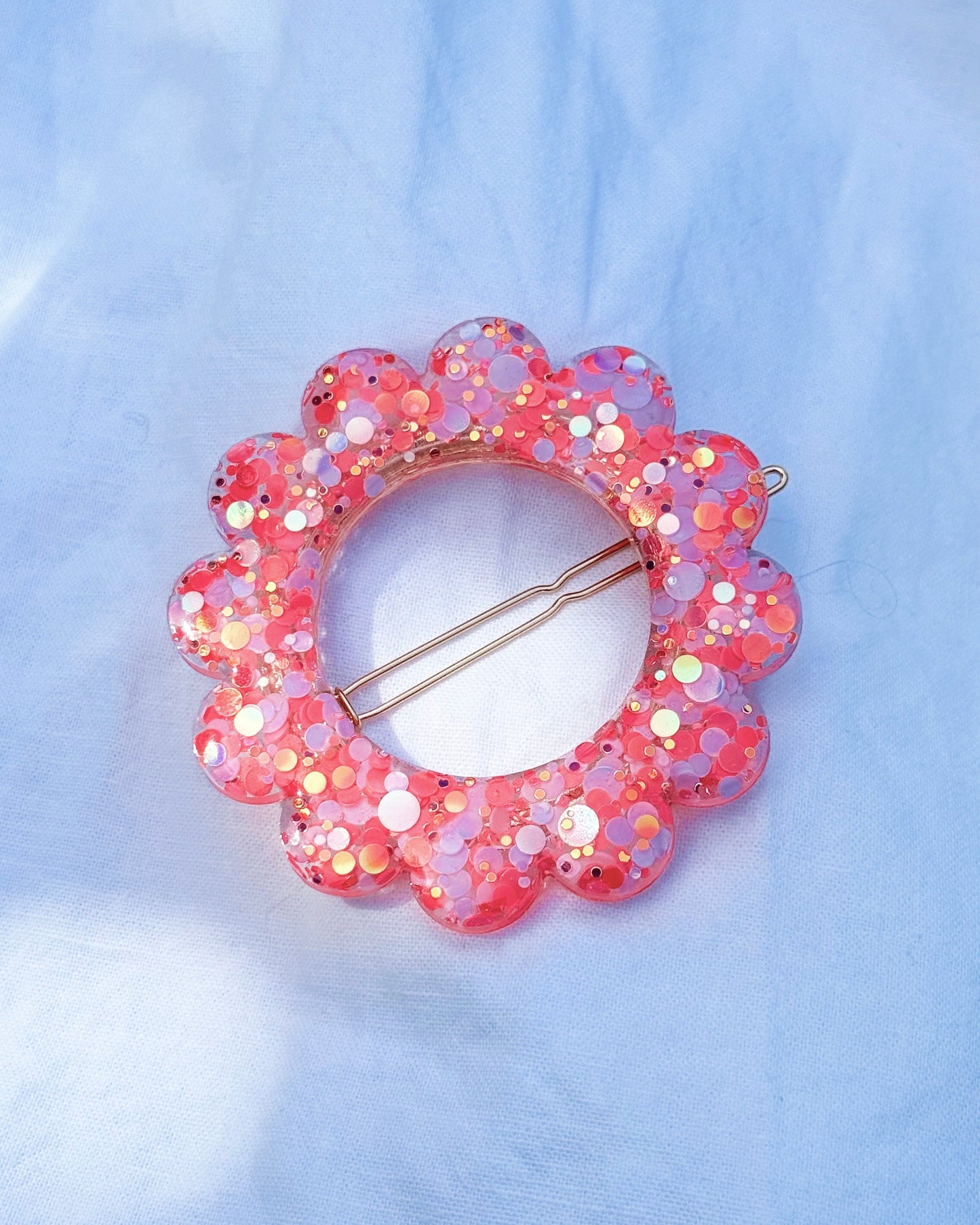 GRANDE barrette flower - FRAMBOISE POP