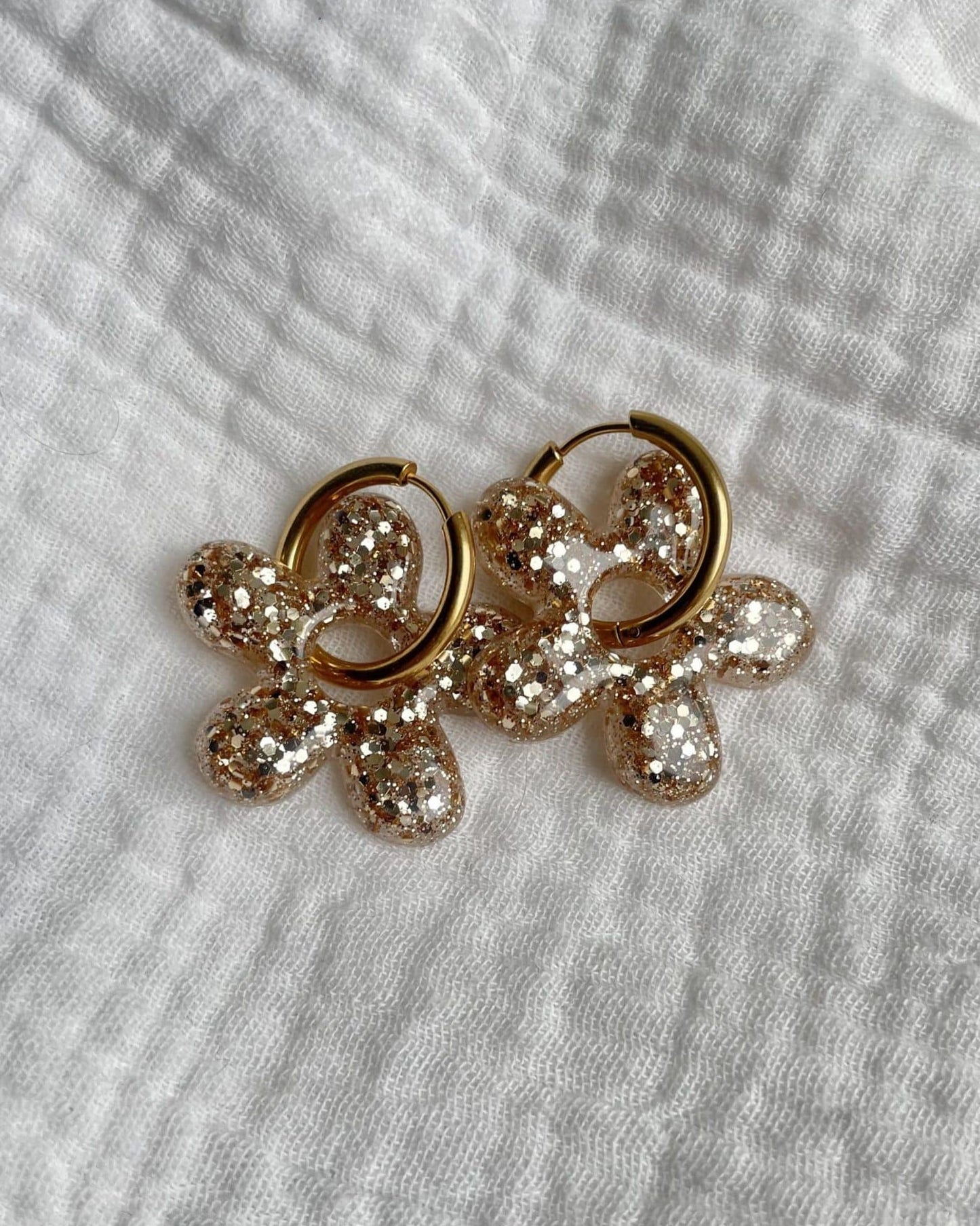 Créoles marguerites - doré champagne