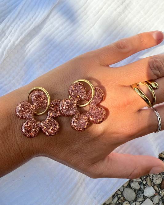 Créoles grandes fleurs - terracotta