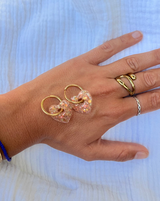 Créoles coeur - nude doré