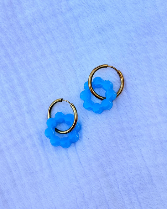 Créoles MOYENNES couronnes - bleu pop