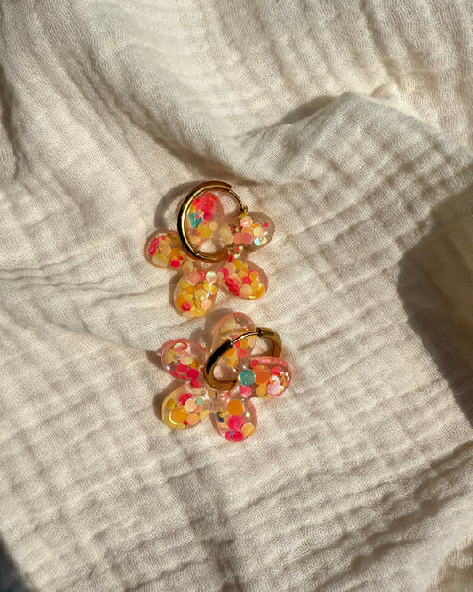 Créoles marguerites - rouge pop