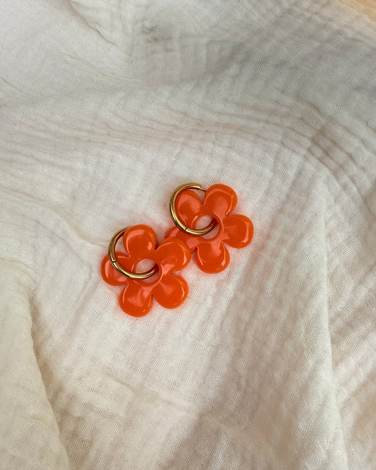 Créoles grandes fleurs - orange