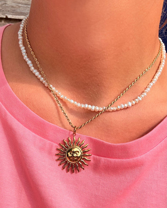 Collier "soleil doré" - acier inoxydable