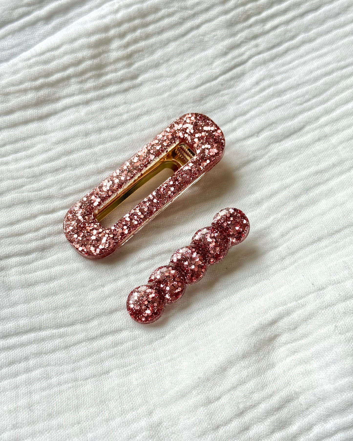 Barrette cheveux - rose poudré