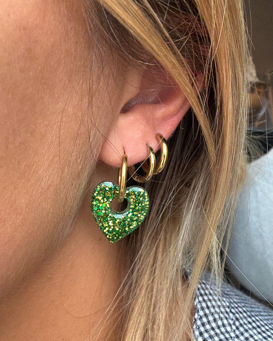 Créoles coeur - vert doré