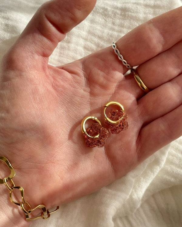 Créoles petites fleurs - terracotta