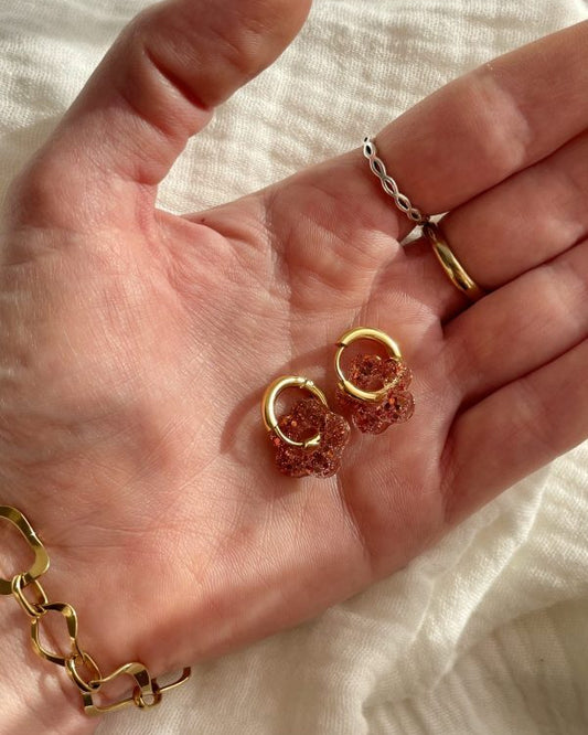 Créoles petites fleurs - terracotta