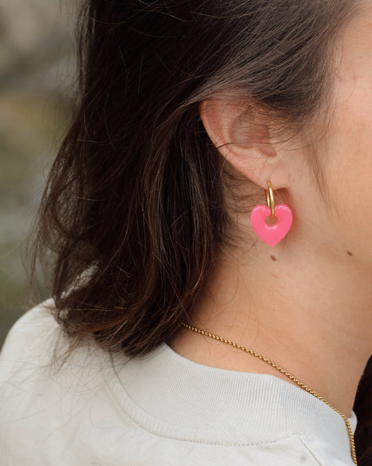 Créoles COEUR - rose candy