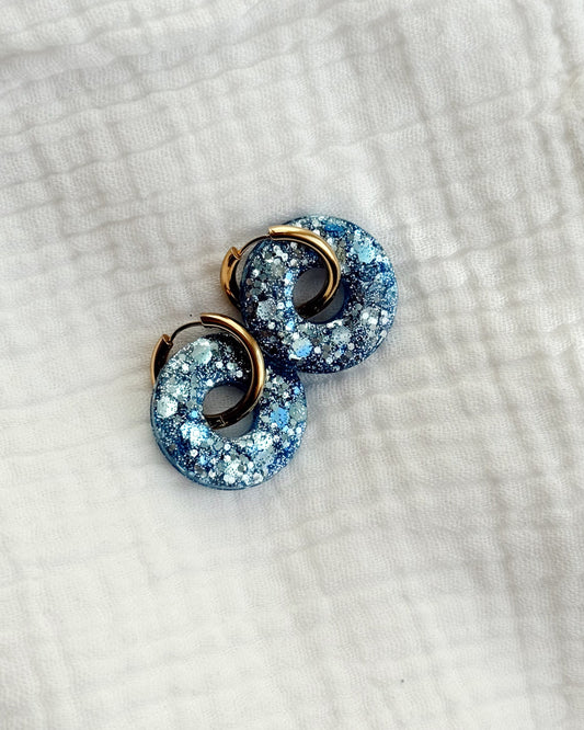 Créoles LUNA - bleu champagne