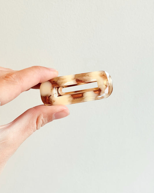 Barrette cheveux - marbrée beige & marron