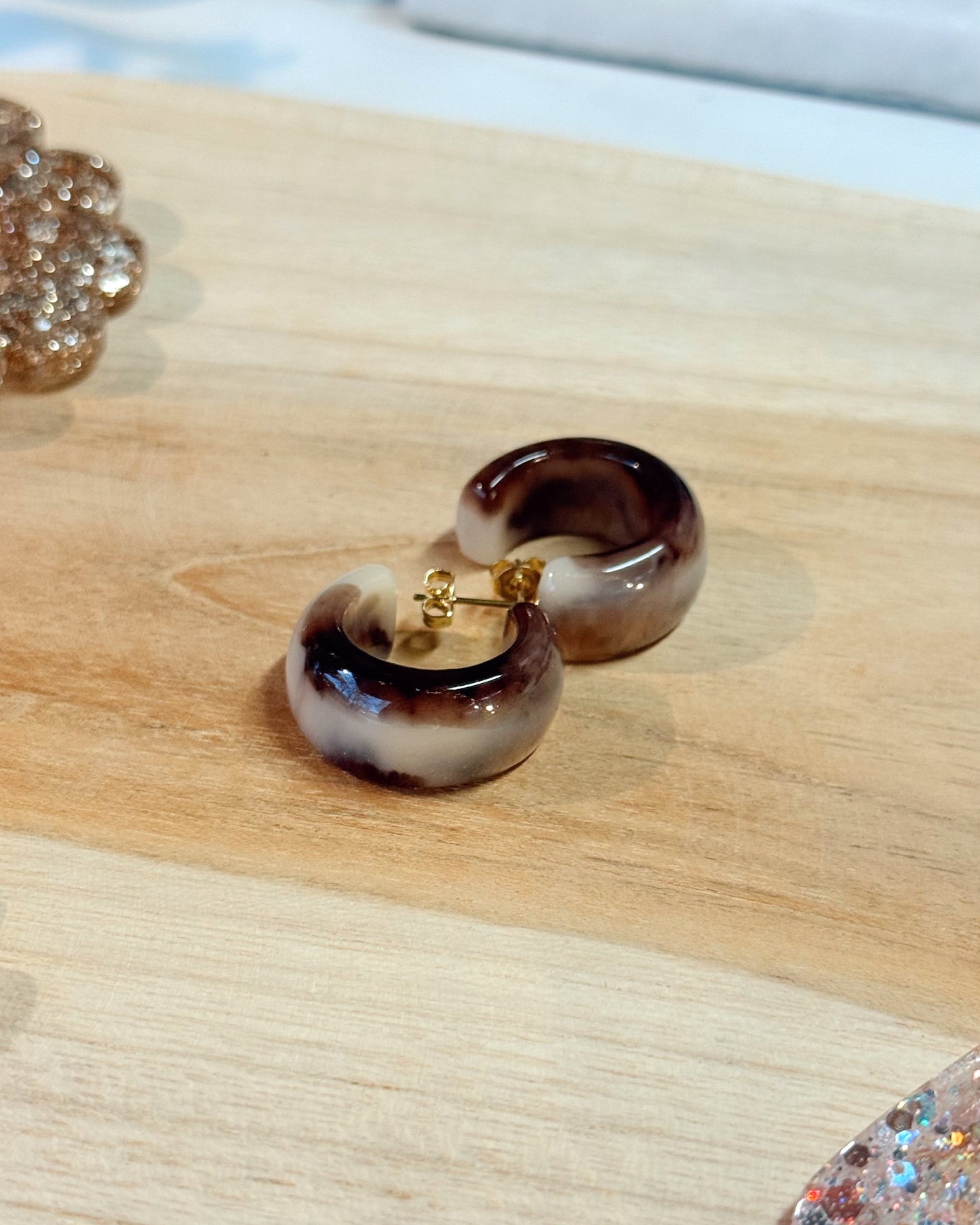 Créoles PALMA - marbrée marron & beige