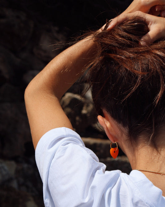 Créoles coeur - orange pop