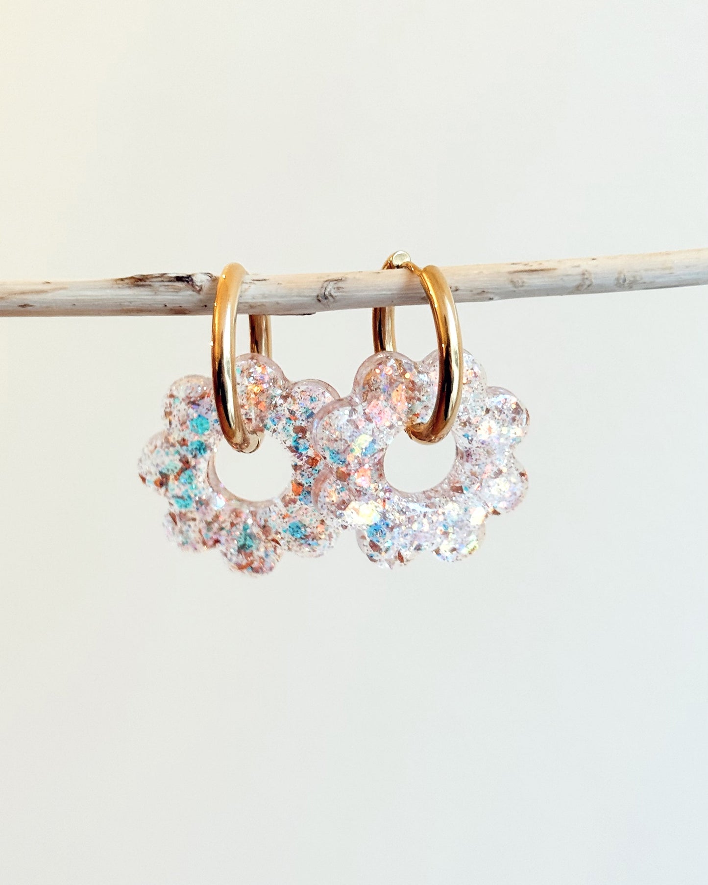 Créoles SUNFLOWER - beige pailleté