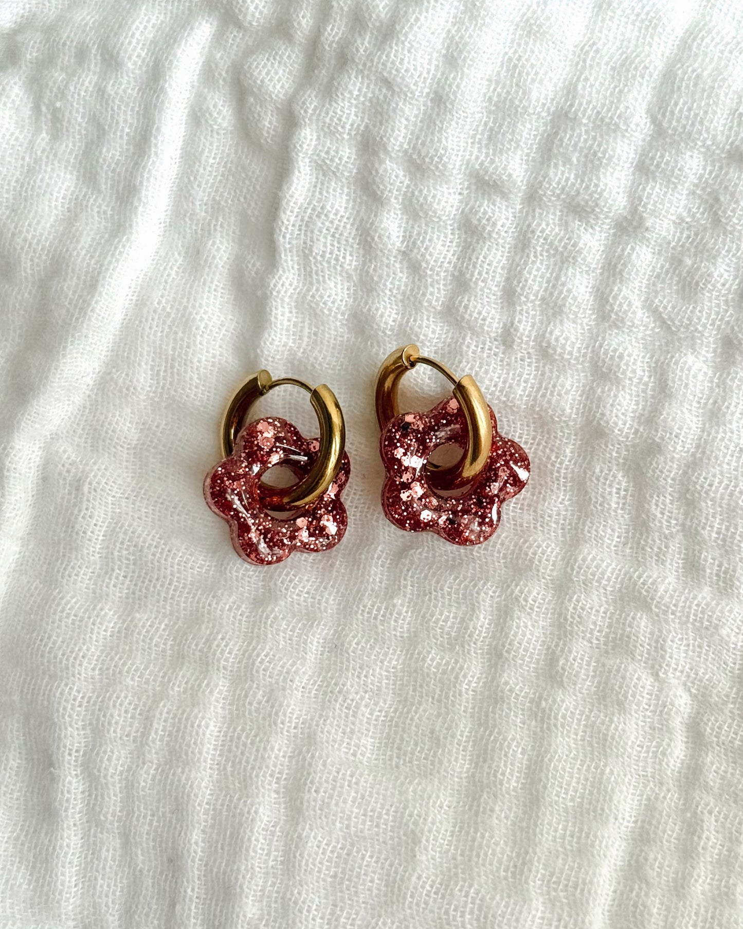 Créoles petites fleurs - vieux rose