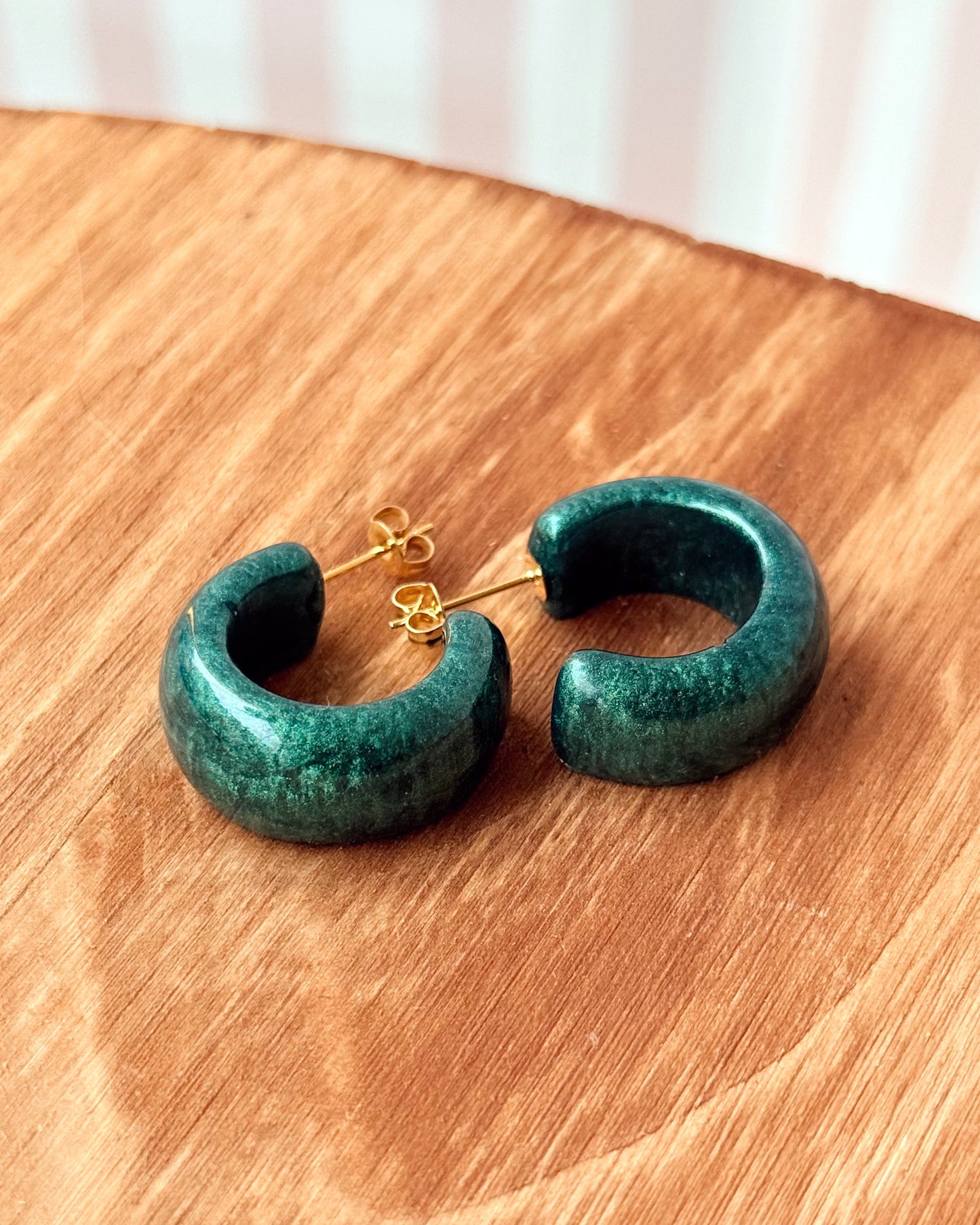 Créoles PALMA - vert sapin nacré