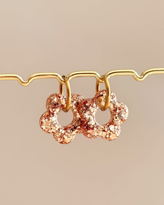 Créoles fleurs 25 mm - bronze