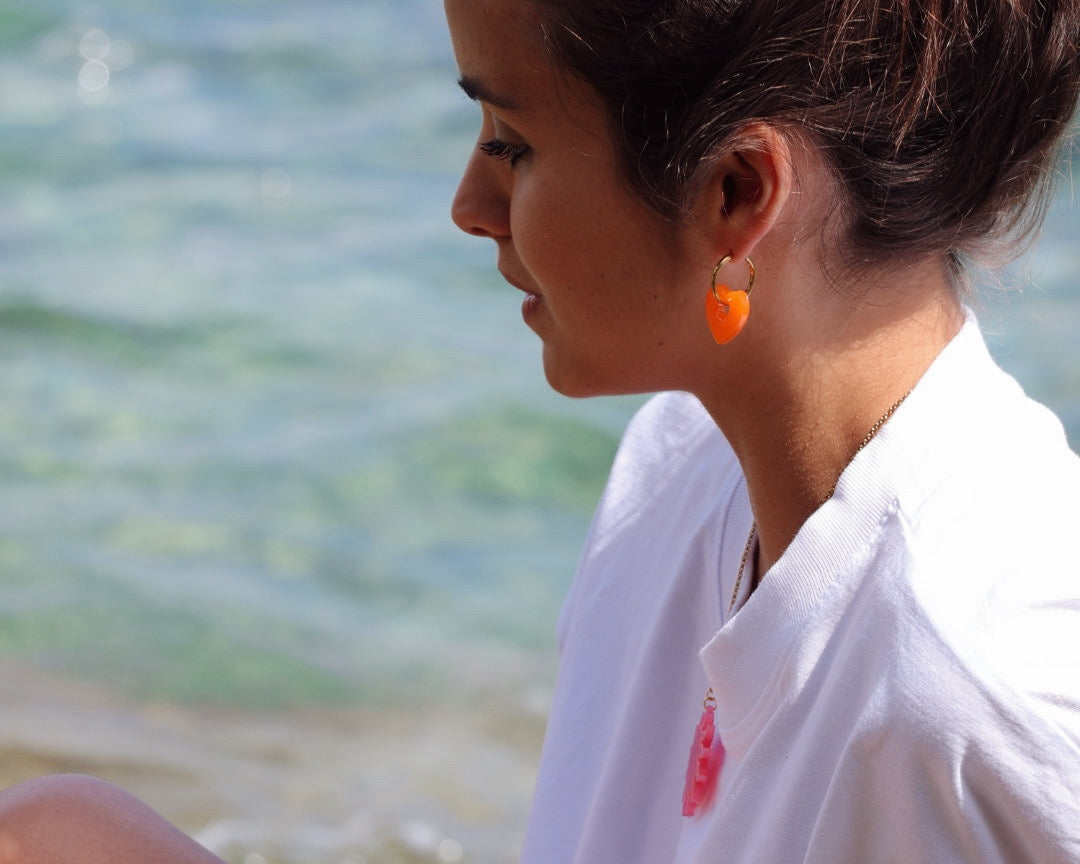 Créoles coeur - orange pop