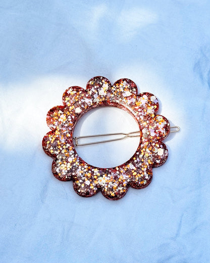 GRANDE barrette flower - Rose cuivrée