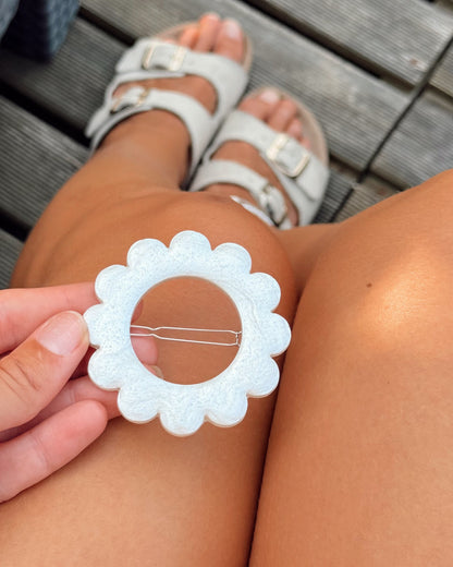 GRANDE barrette flower - blanche nacrée