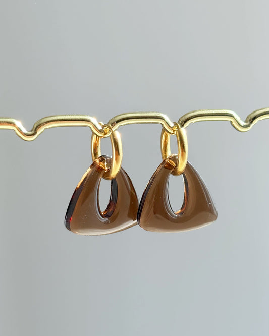 Créoles triangles - marron transparent
