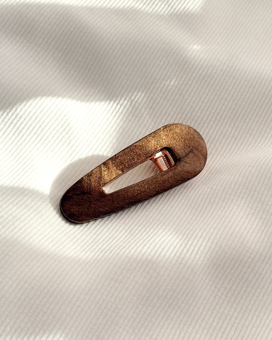 Barrette cheveux - marron nacré