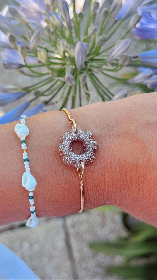 BRACELET SUNFLOWERS - champagne fines paillettes