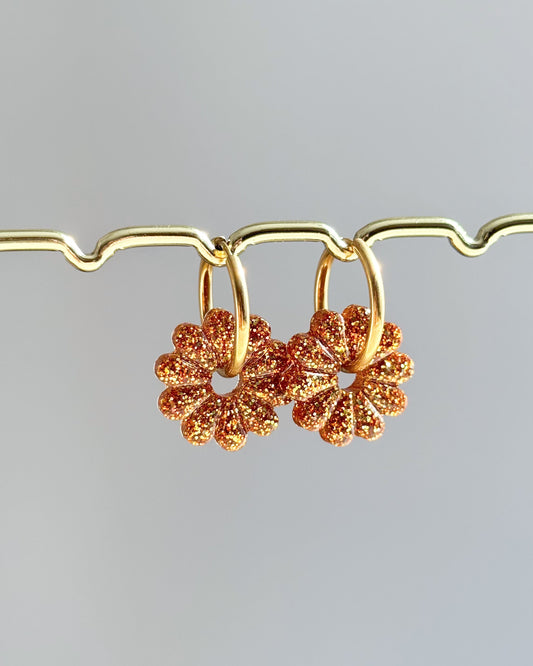 Créoles Rosa - orange mini paillettes