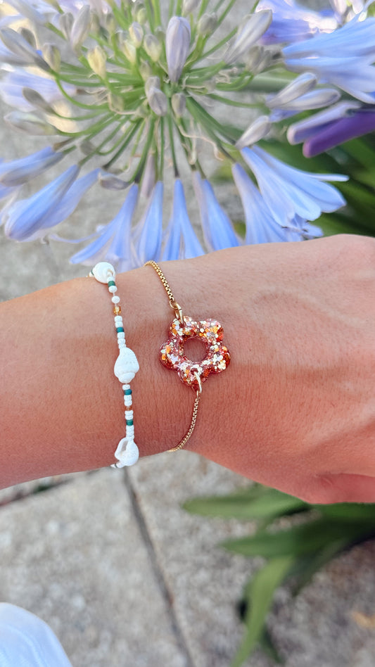 BRACELET Flowers - orange doré