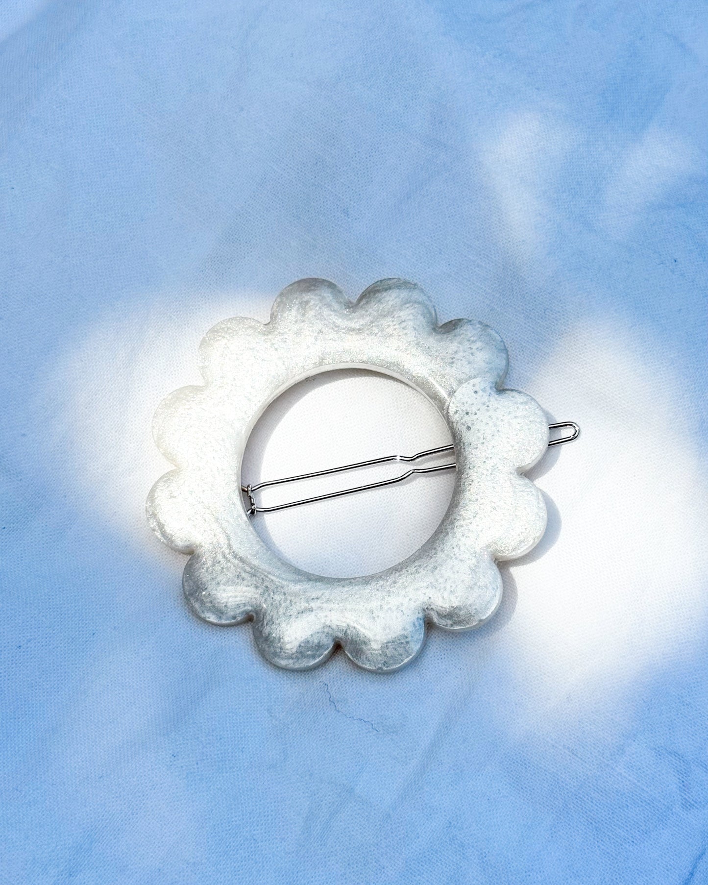 GRANDE barrette flower - blanche nacrée
