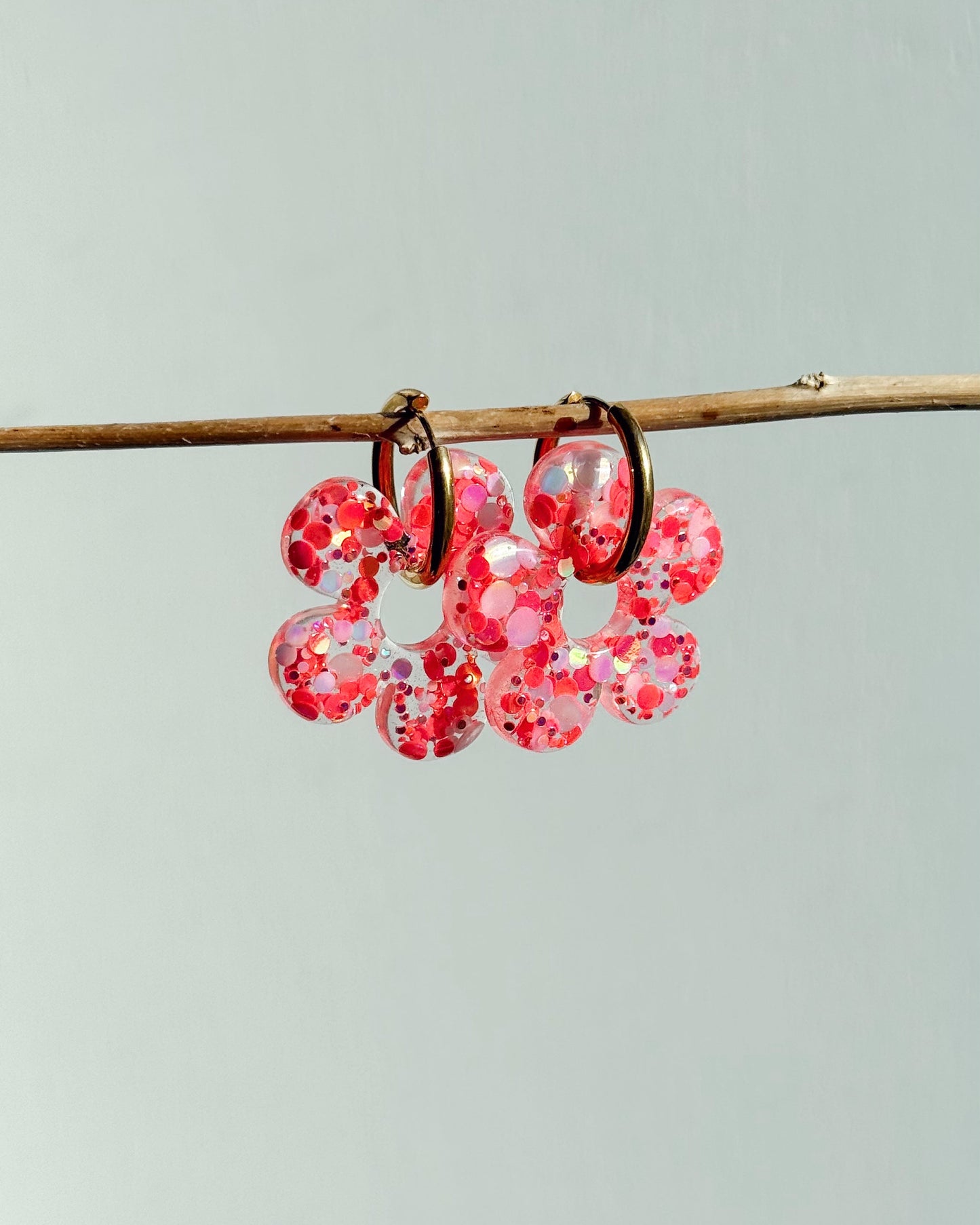 Créoles grandes fleurs -  FRAMBOISE POP