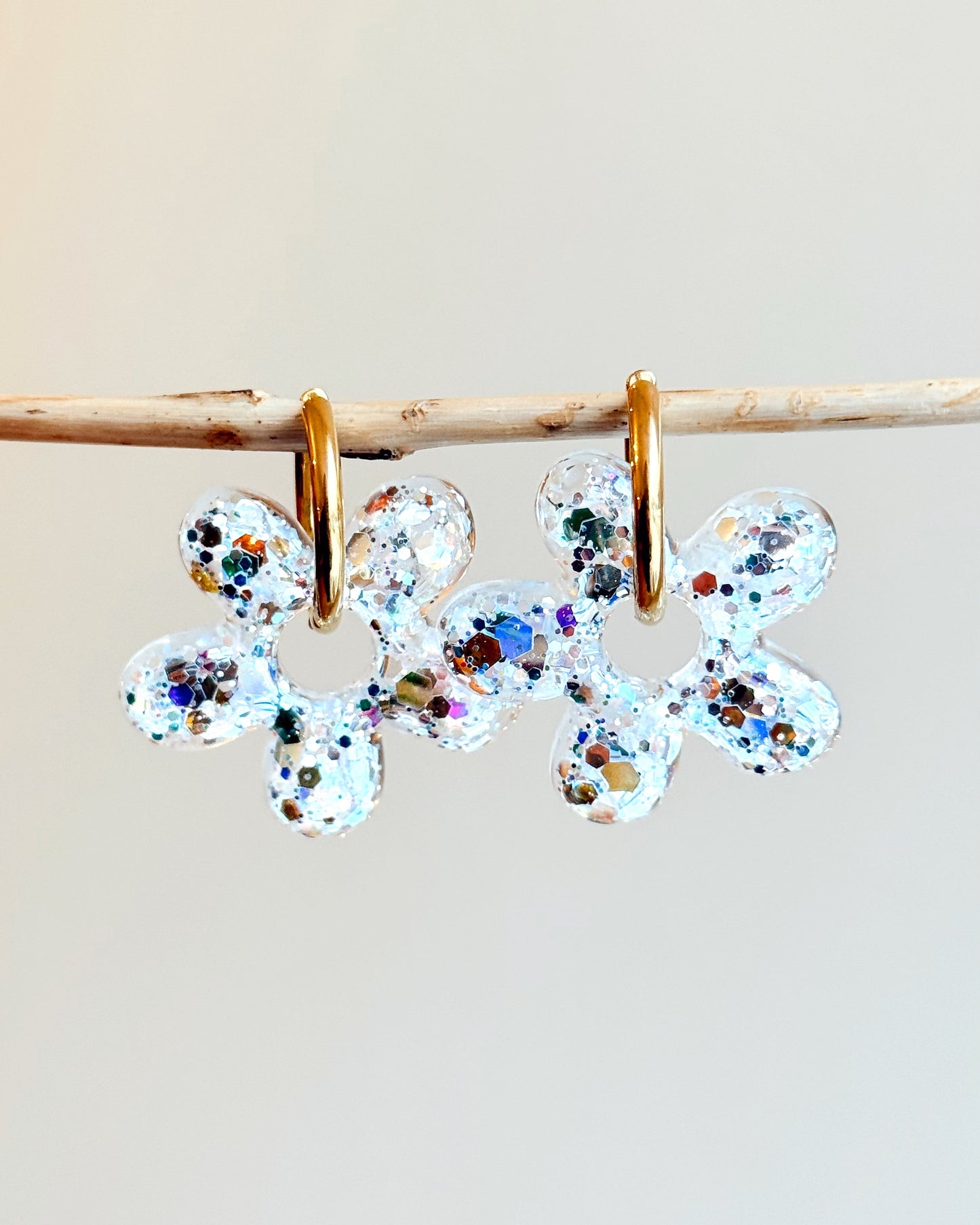 Créoles marguerites - blanc polaire