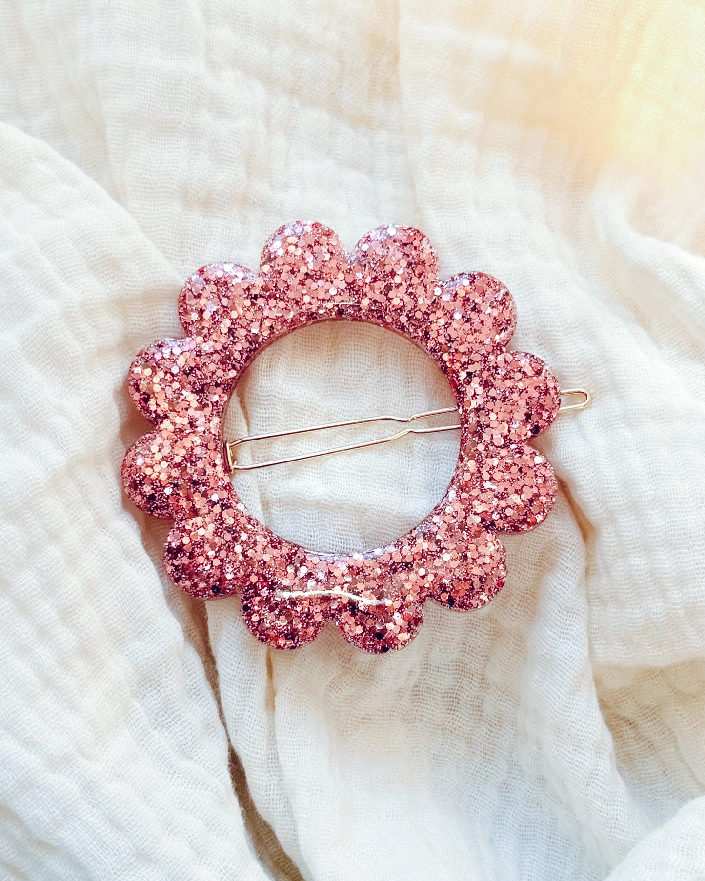 GRANDE barrette flower - rose champagne