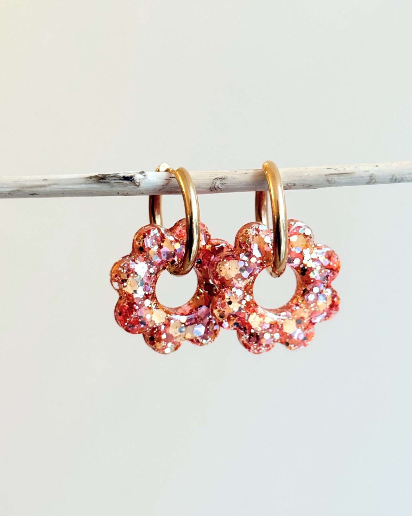 Créoles SUNFLOWER - rose & orange