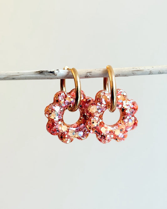 Créoles SUNFLOWER - rose & orange