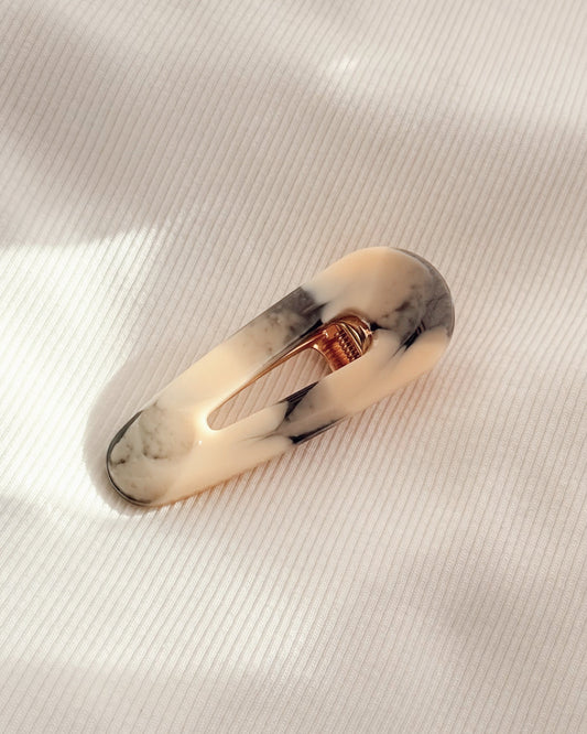 Barrette cheveux - marbrée beige grisé