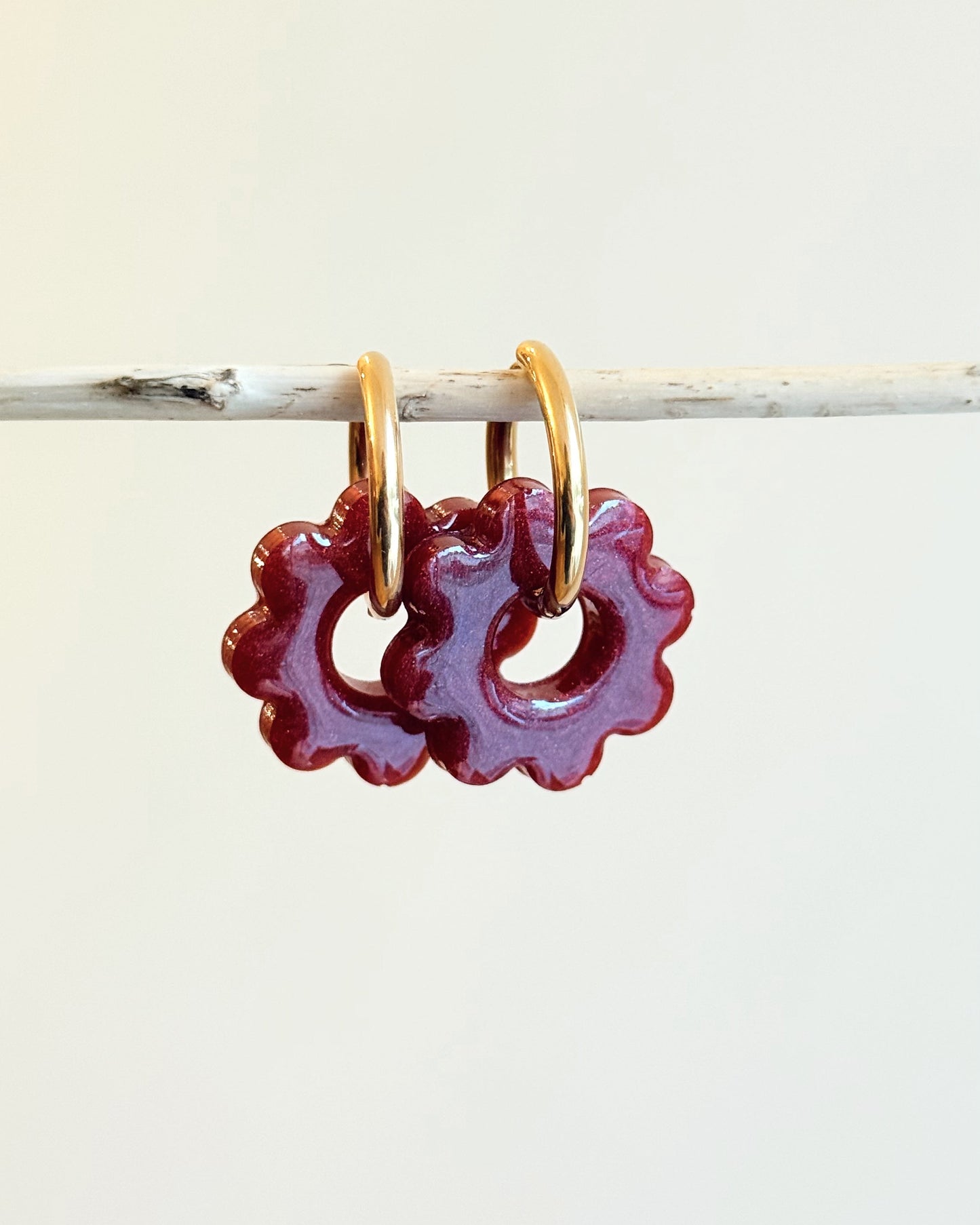 Créoles SUNFLOWER - bordeaux nacré