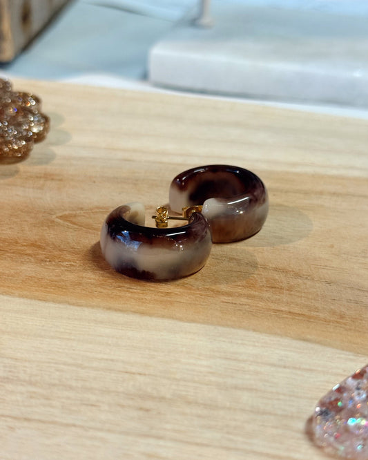 Créoles PALMA - marbrée marron & beige