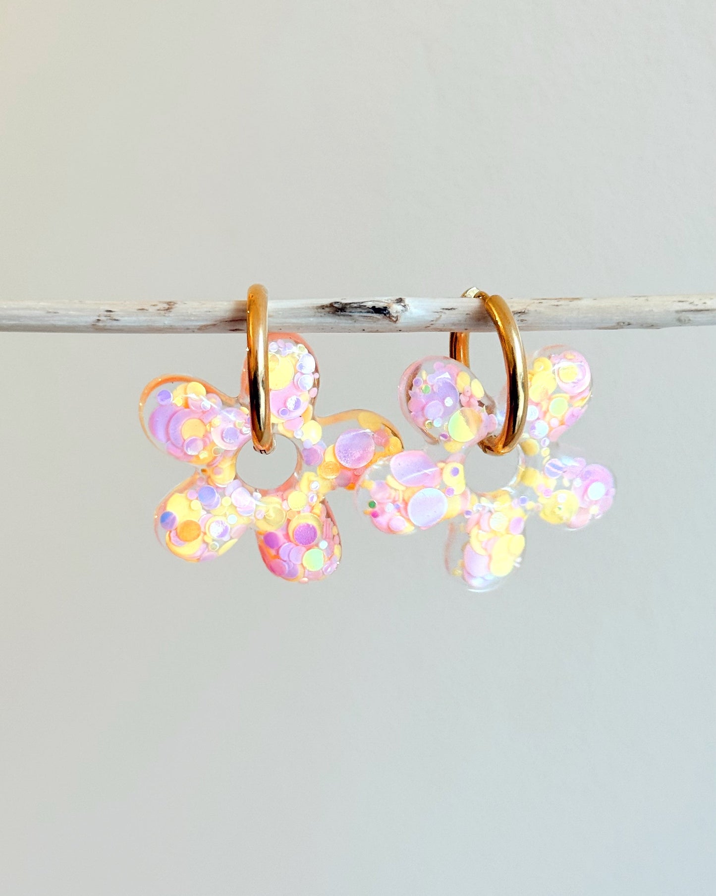 Créoles marguerites - rose pop