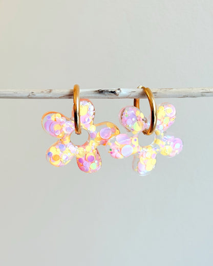 Créoles marguerites - rose pop