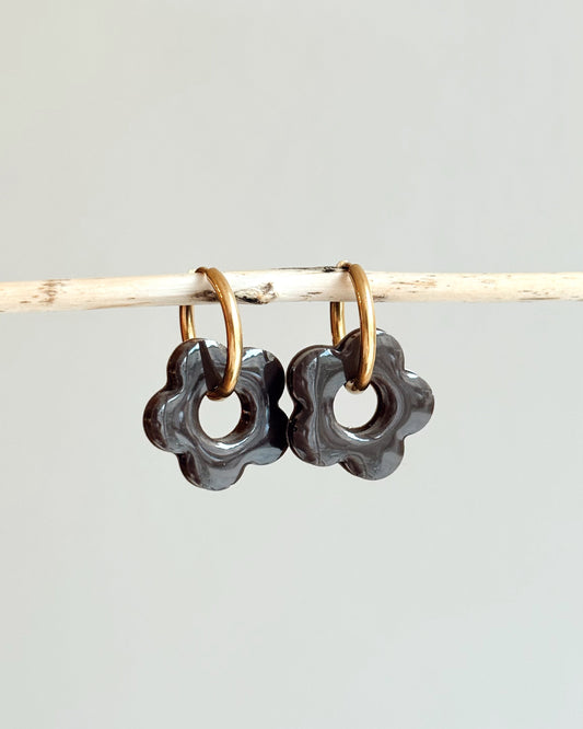 Créoles MOYENNES fleurs - chocolat