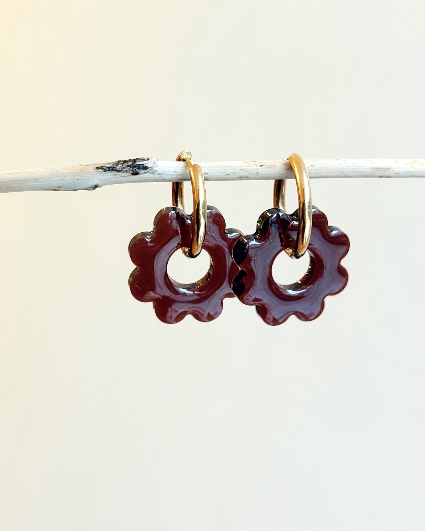 Créoles SUNFLOWER - marron foncé