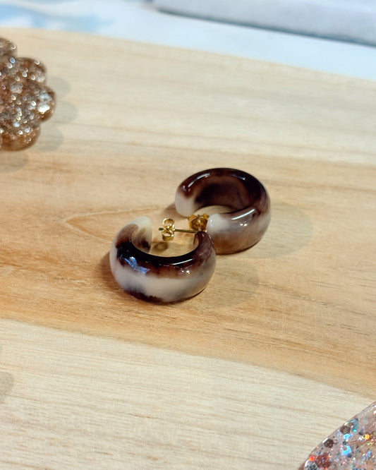 Créoles PALMA - marbrée marron & beige