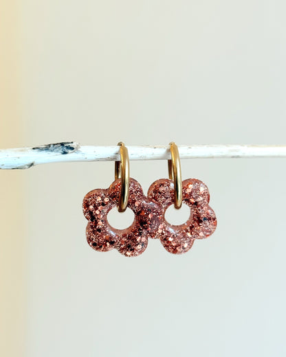 Créoles MOYENNES fleurs - terracotta