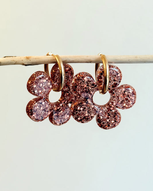 Créoles grandes fleurs - terracotta