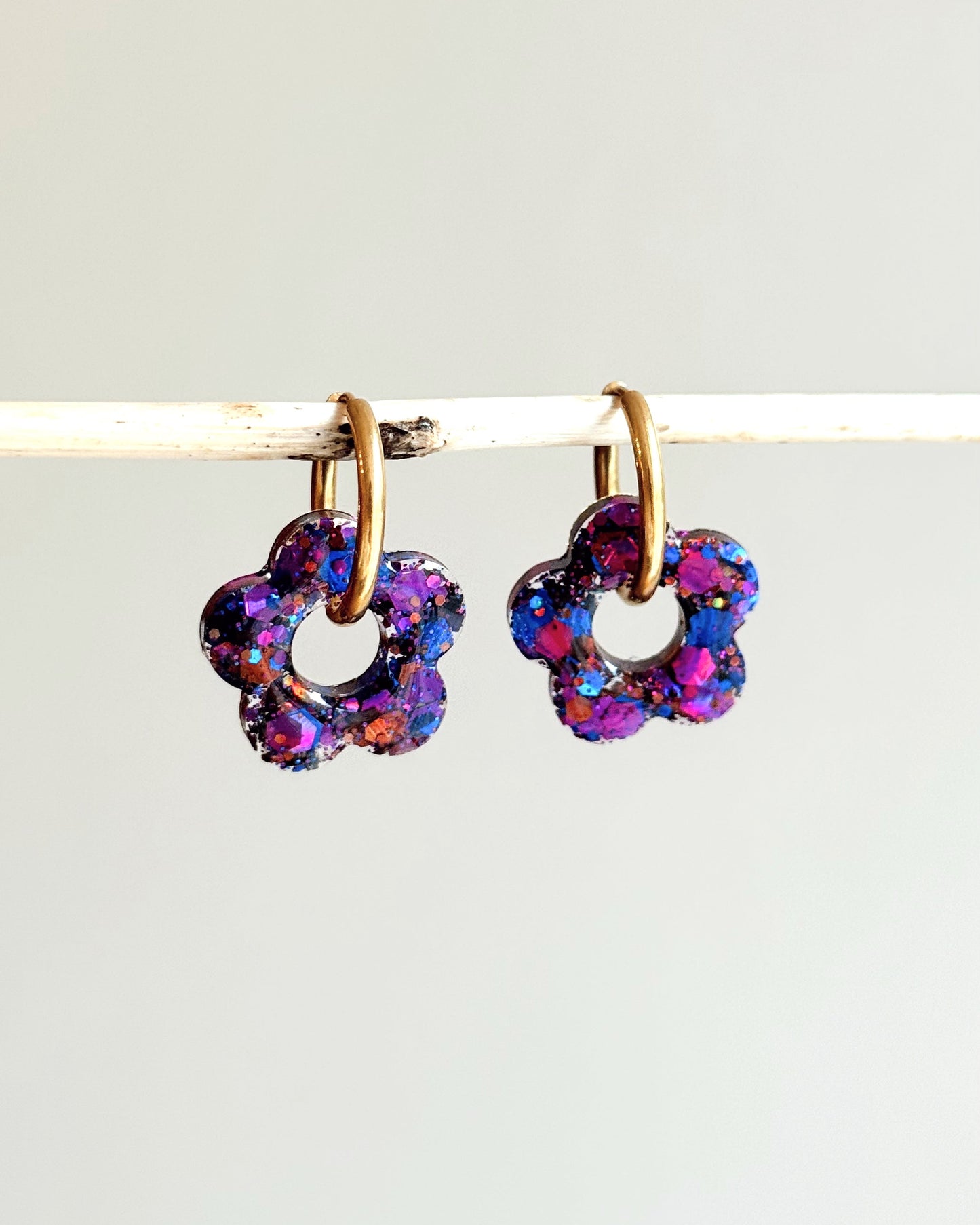 Créoles MOYENNES fleurs - prune