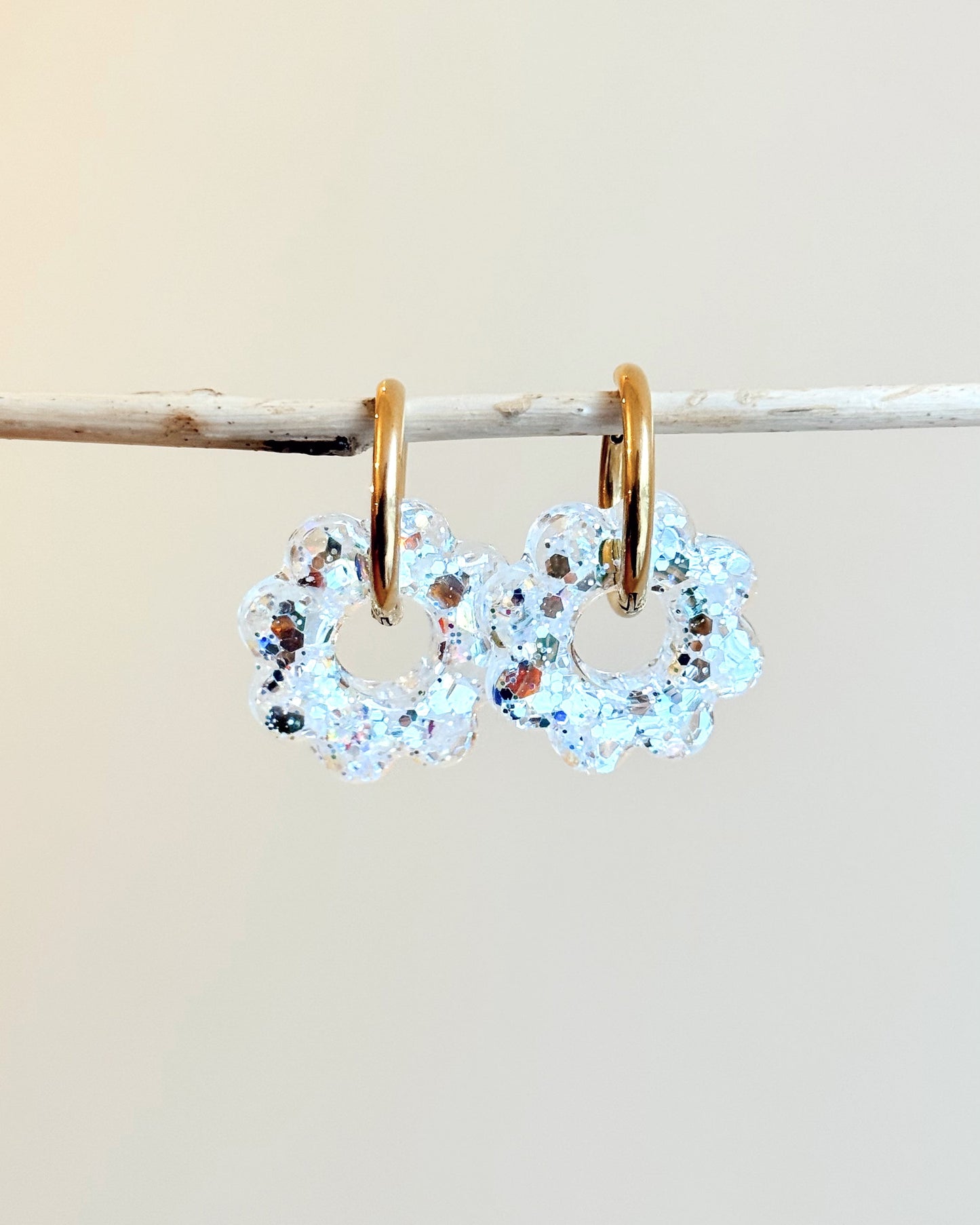 Créoles SUNFLOWER - blanc polaire