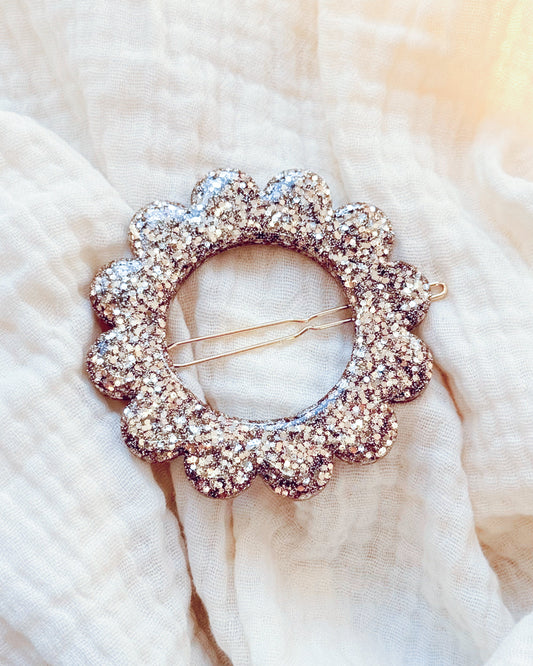 GRANDE barrette flower - champagne