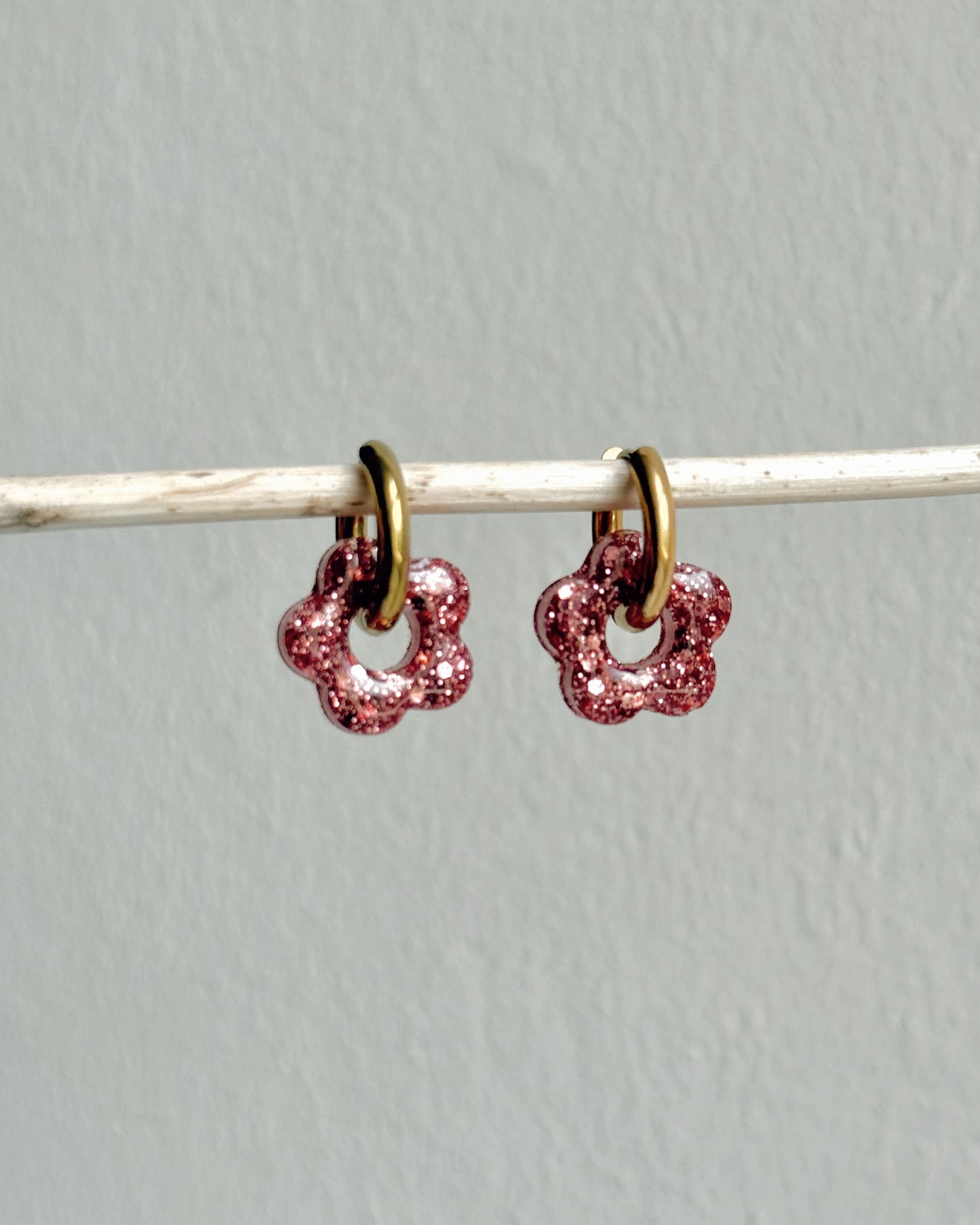 Créoles petites fleurs - vieux rose