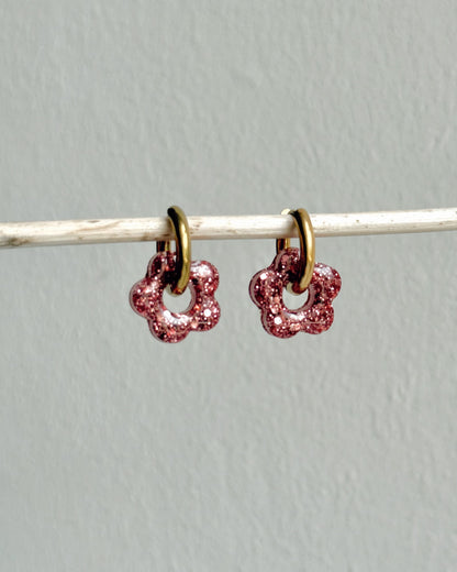 Créoles petites fleurs - vieux rose